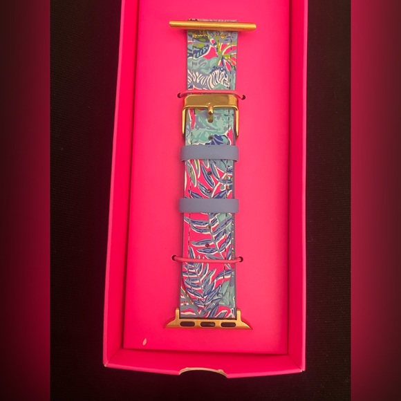 Lilly Pulitzer Leather Featured in Lil Earned Stripes print Apple Watch Band - Picture 4 of 5